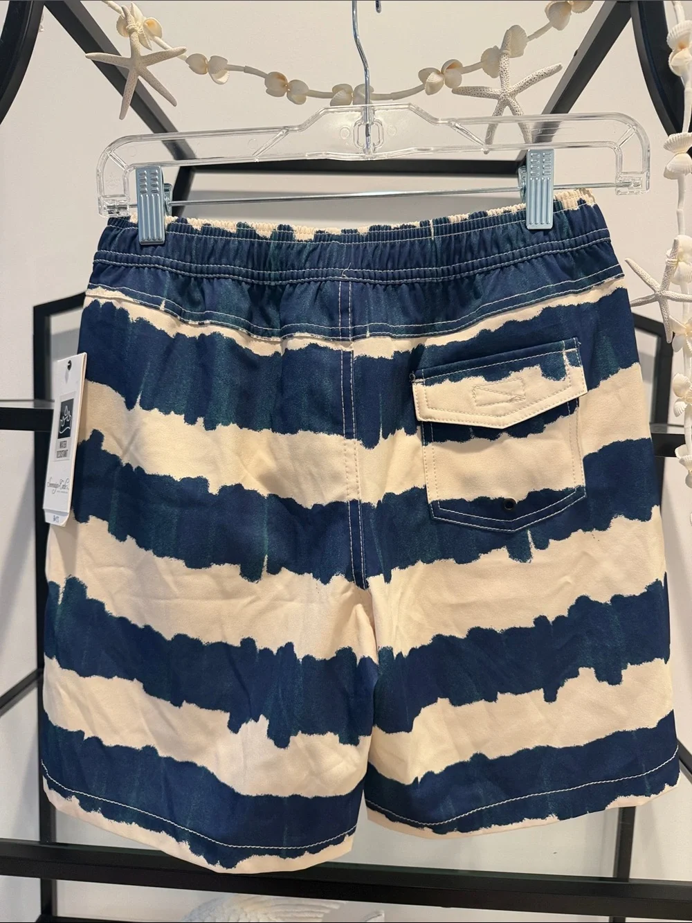 Sovereign Code Navy & Cream Stripe Kids Swim Trunks